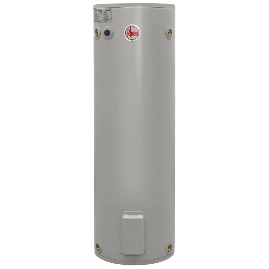 Rheem 160L Electric Water Heater designed for Australian homes, supporting multiple outlets with off-peak energy efficiency.