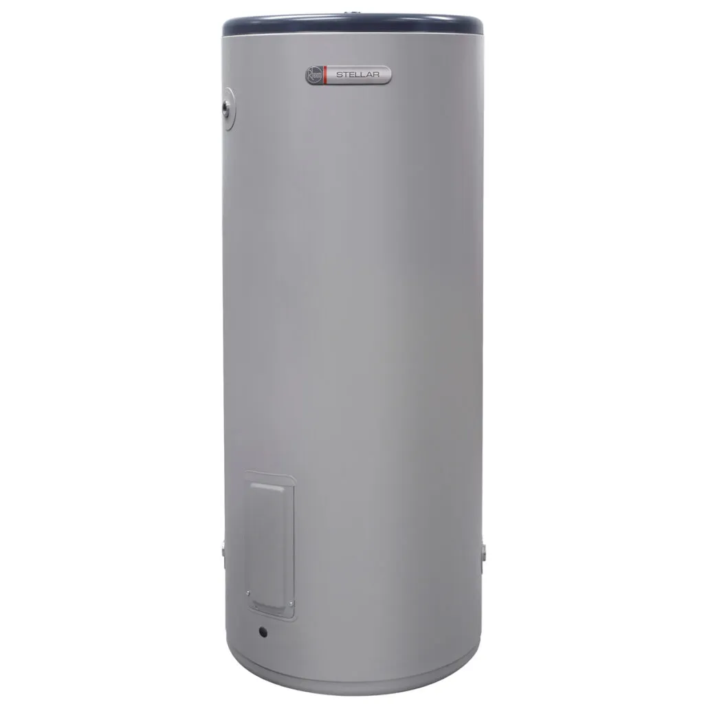 Rheem Stellar® 125L Stainless Steel Electric Water Heater (Model 4A1125), energy-efficient and reliable hot water solution for small families.