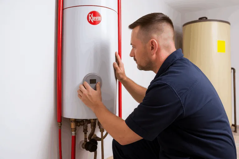 Seamless replacement of old water heater with Rheem 400L Twin Element Electric Water Heater for hassle-free installation and reliable performance