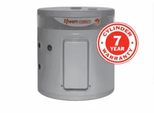 Rheem Compact 25L Electric Water Heater with 7-year cylinder warranty and comprehensive parts and labour coverage for reliable home use.