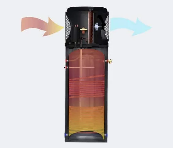 Vertical heat pump hot water system